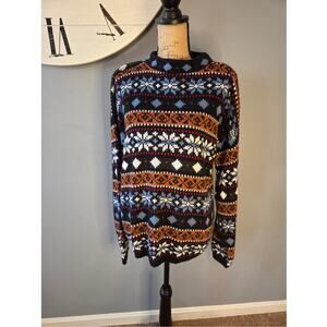 Croquet club vintage nordic snowflake winter knit sweater all over print blue S